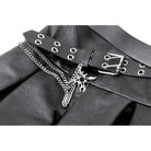 Darkinlove Women's Punk Cross Belt Chained Pleated Skirt