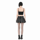 Darkinlove Women's Punk Cross Belt Chained Pleated Skirt