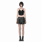 Darkinlove Women's Punk Cross Belt Chained Pleated Skirt