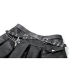 Darkinlove Women's Punk Cross Belt Chained Pleated Skirt