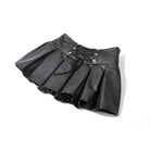 Darkinlove Women's Punk Cross Belt Chained Pleated Skirt