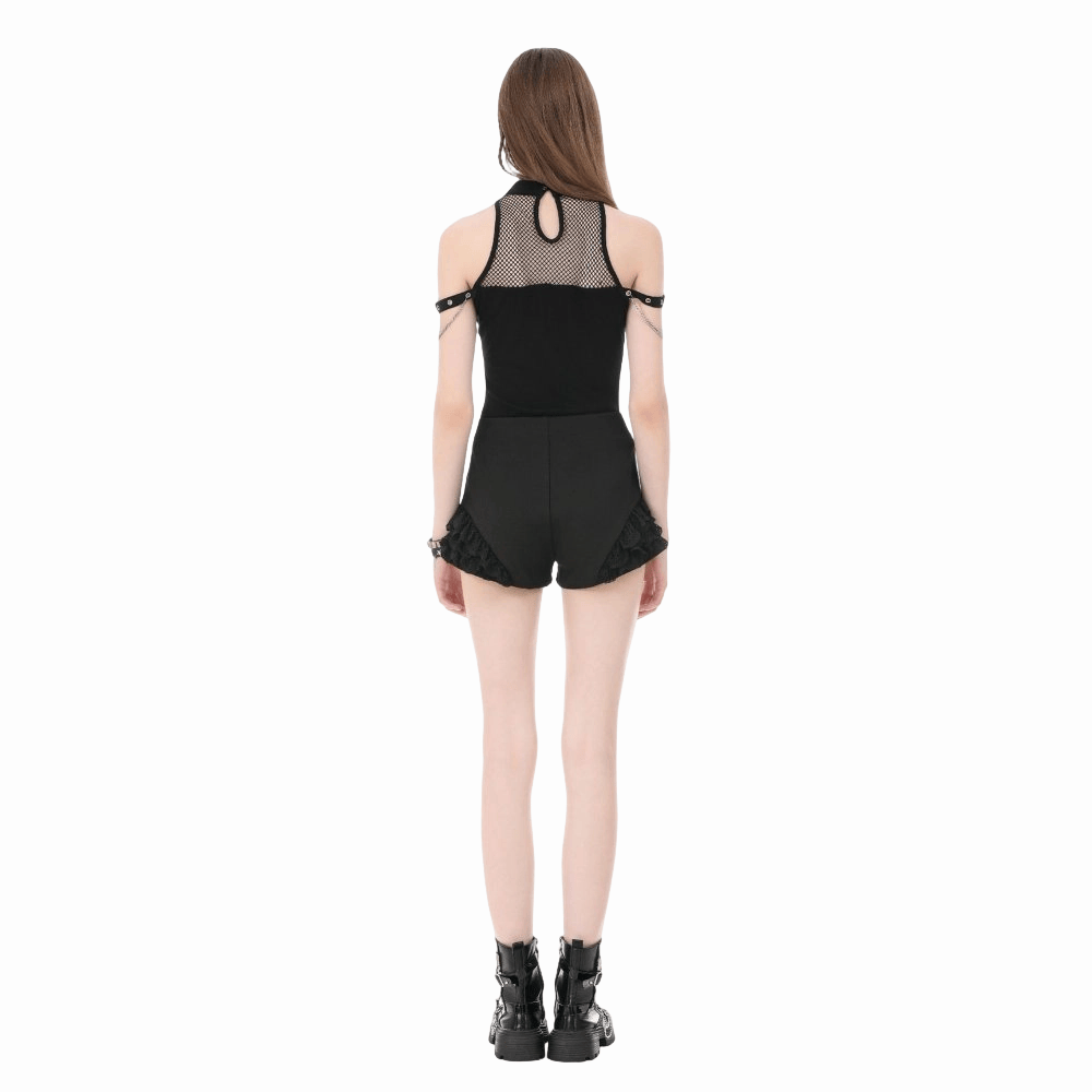 Darkinlove Women's Punk Cross Cutout Chained Halter Tank Top