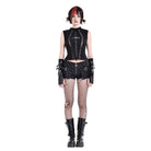 Darkinlove Women's Punk Cross Cutout Mock Neck Sleeveless Top