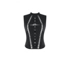 Darkinlove Women's Punk Cross Cutout Mock Neck Sleeveless Top