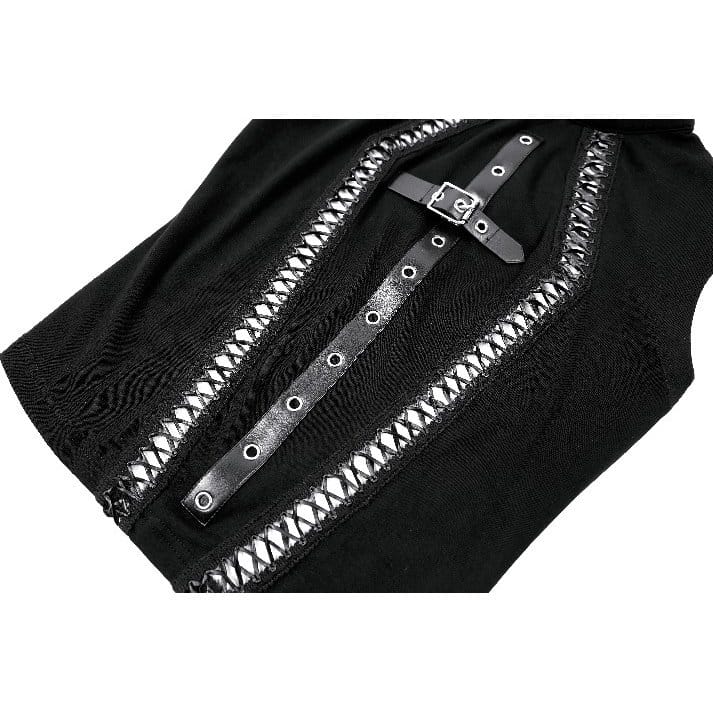 Darkinlove Women's Punk Cross Cutout Mock Neck Sleeveless Top