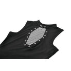 Darkinlove Women's Punk Cross Eyelet Coffin Mesh Splice Tank Top