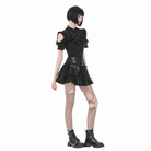 Darkinlove Women's Punk Cross Lace-up Pocket Ruffled Mini Skirt