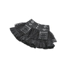 Darkinlove Women's Punk Cross Lace-up Pocket Ruffled Mini Skirt