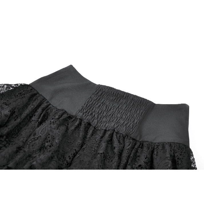 Darkinlove Women's Punk Cross Lace-up Pocket Ruffled Mini Skirt