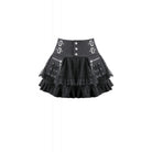 Darkinlove Women's Punk Cross Lace-up Pocket Ruffled Mini Skirt