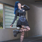 Darkinlove Women's Punk Cross Spider Mesh Slip Dress