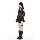 Darkinlove Women's Punk Cutout Buckle Pleated Skirt