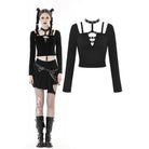 Darkinlove Women's Punk Cutout Eyelet Buckle Crop Top