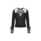 Darkinlove Women's Punk Cutout Mesh Splice Buckle T-shirt