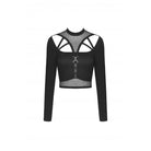Darkinlove Women's Punk Cutout Mesh Splice Crop Top