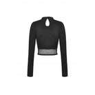 Darkinlove Women's Punk Cutout Mesh Splice Crop Top