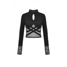 Darkinlove Women's Punk Cutout Mesh Splice Crop Top