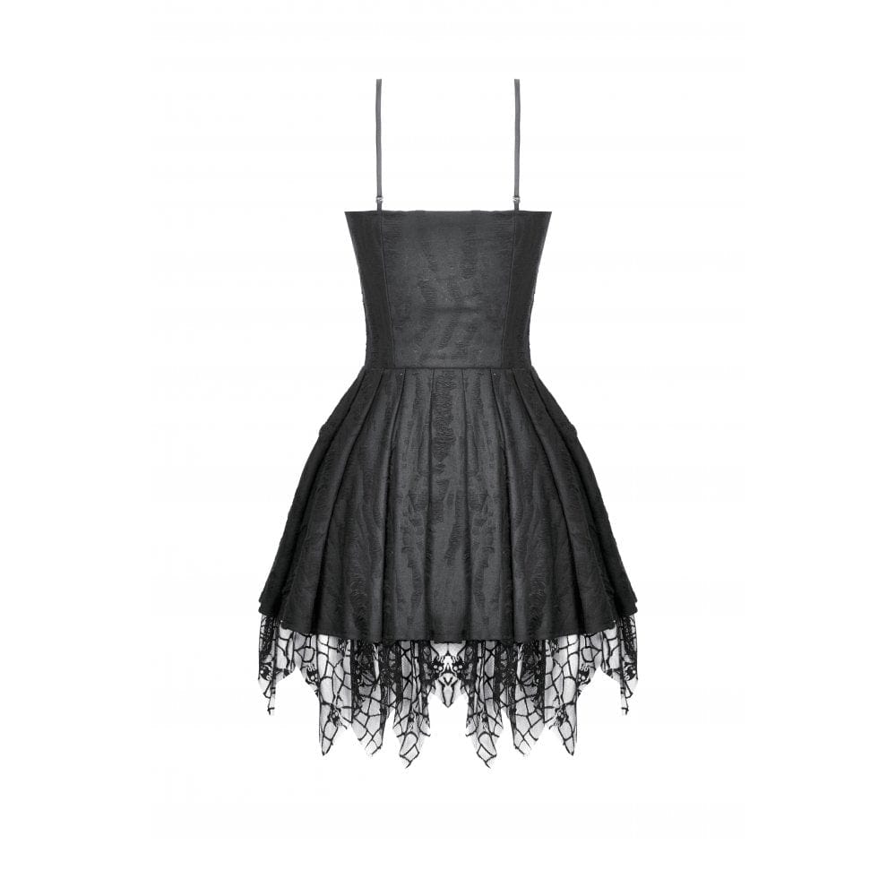 Darkinlove Women's Punk Dark Demon Lacing-up Pleated Slip Dress