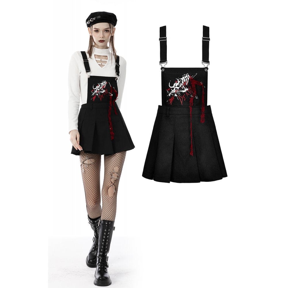 Darkinlove Women's Punk Devil Blood Suspender Skirt