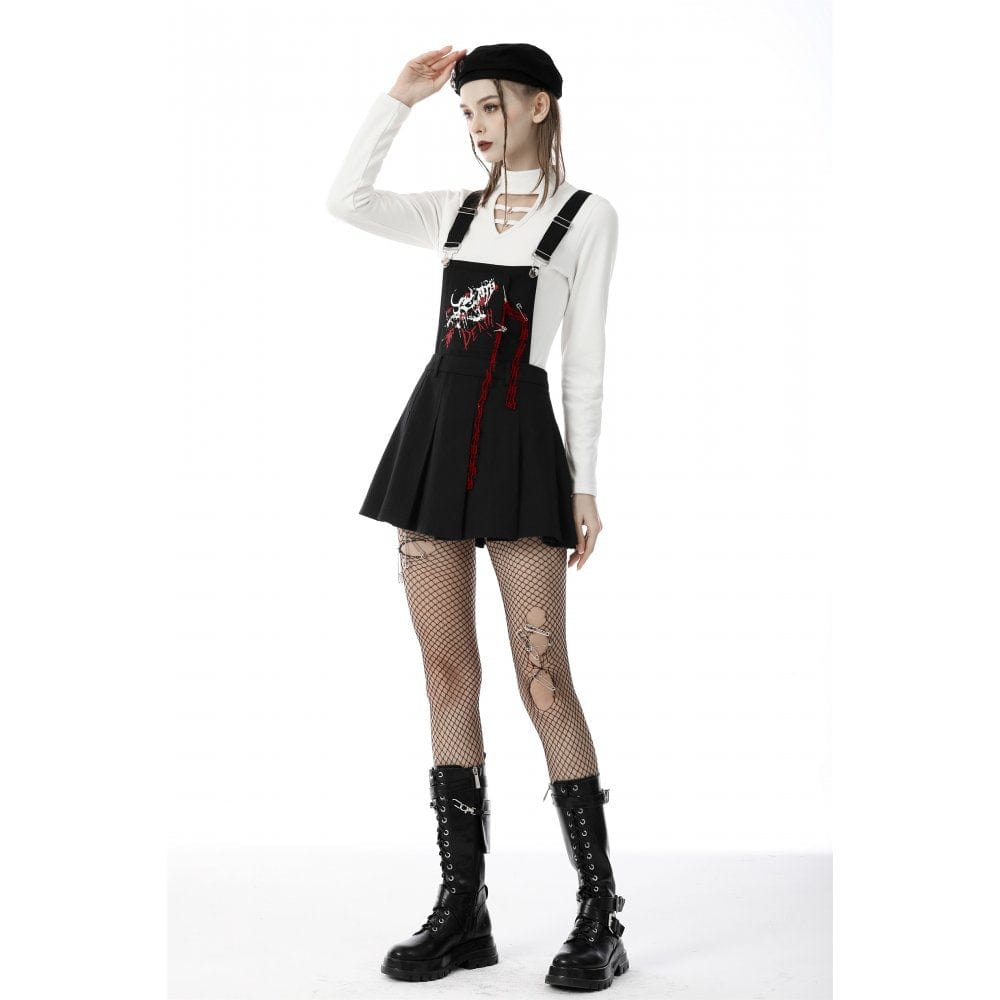 Darkinlove Women's Punk Devil Blood Suspender Skirt