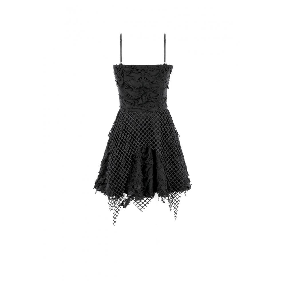 Darkinlove Women's Punk Distressed Chain Zipper Slip Dress