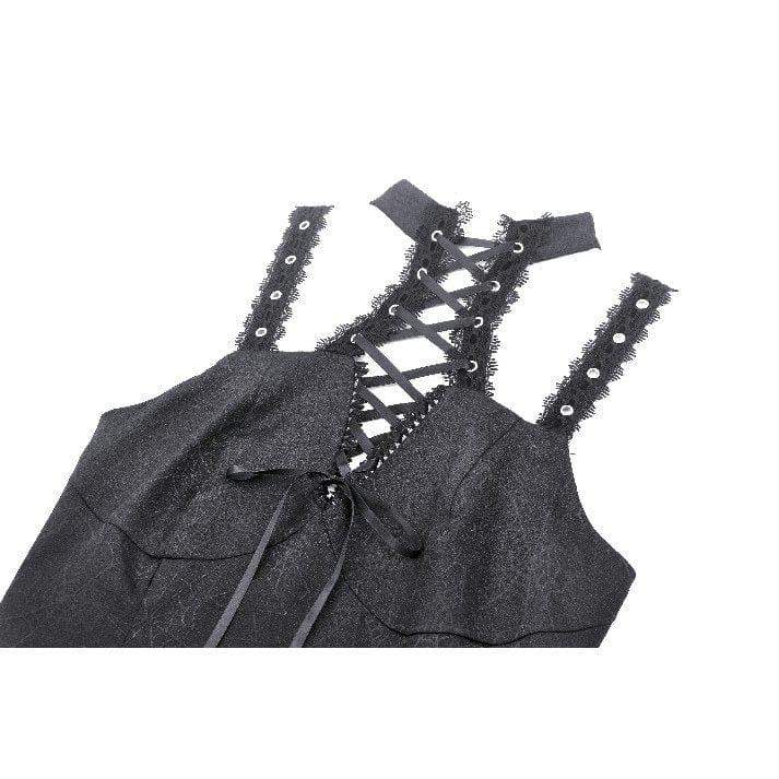 Darkinlove Women's Punk Embossed Lace-up Vest