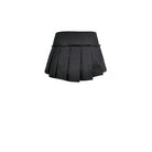 Darkinlove Women's Punk Eyelet Buckle Strap Zipper Mini Pleated Shorts