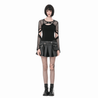 Darkinlove Women's Punk Eyelet Cutout Mesh Cape