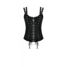 Darkinlove Women's Punk Eyelet Distressed Lace-up Zip Tank Top
