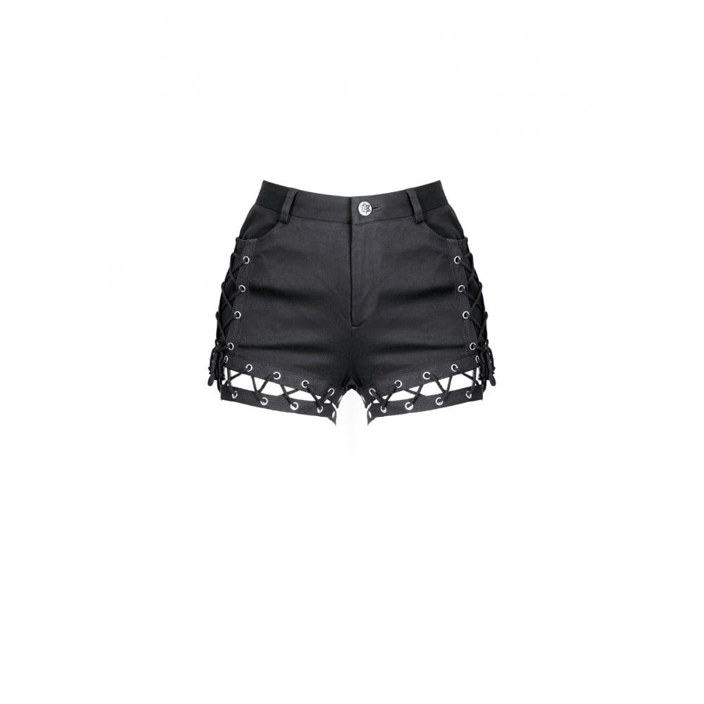Darkinlove Women's Punk Eyelet Lace-up Cutout Shorts