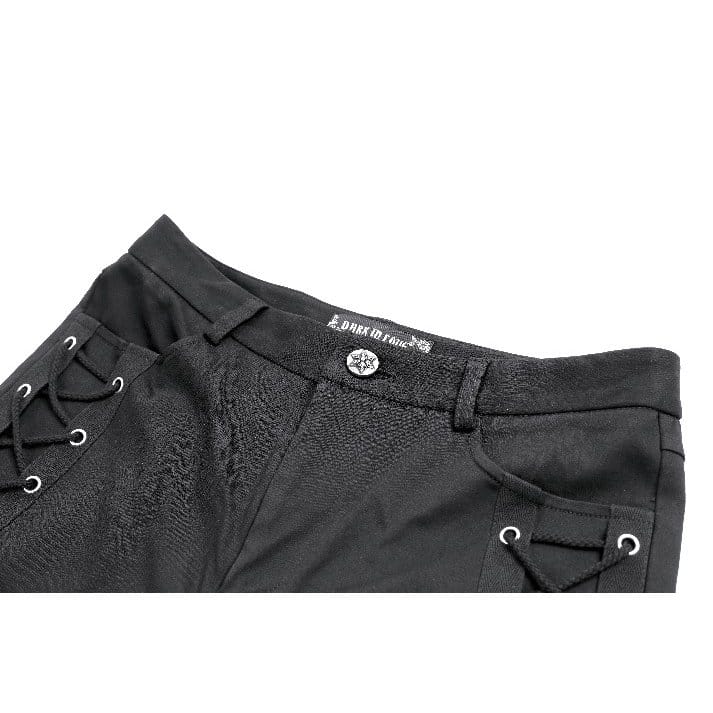 Darkinlove Women's Punk Eyelet Lace-up Cutout Shorts