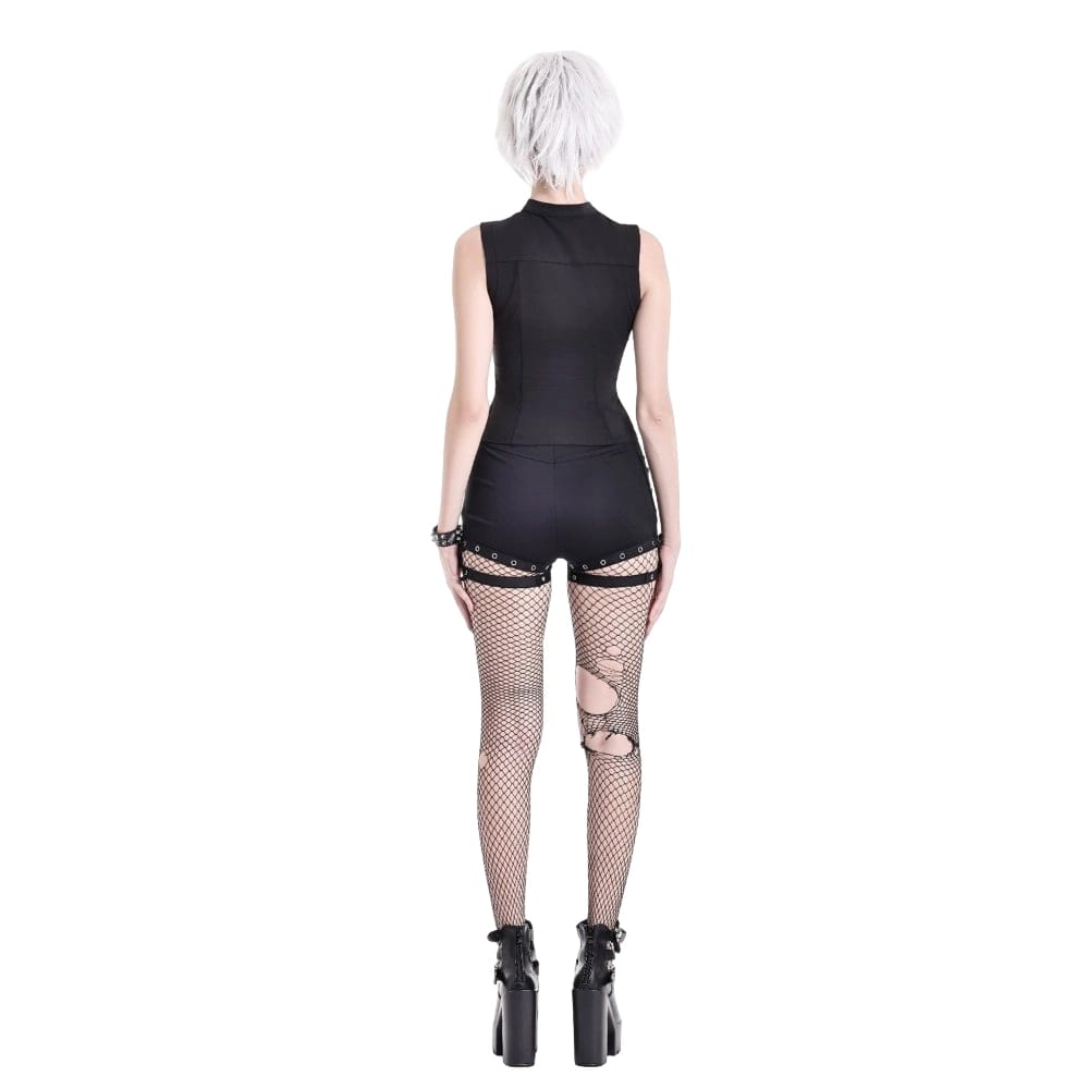 Darkinlove Women's Punk Eyelet Lace-up Cutout Shorts