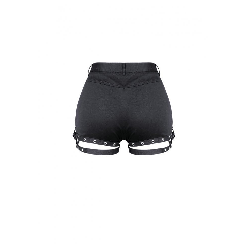 Darkinlove Women's Punk Eyelet Lace-up Cutout Shorts