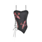 Darkinlove Women's Punk Eyelet Plaid Cross Bustier