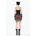 Darkinlove Women's Punk Eyelet Plaid Cross Bustier