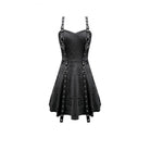 Darkinlove Women's Punk Eyelet Strap Distressed Flare Slip Dress