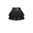 Darkinlove Women's Punk Eyelet Strap Multilayer Lace Mini Skirt
