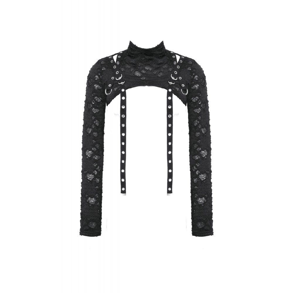 Darkinlove Women's Punk Eyelet Strap Ripped Cape