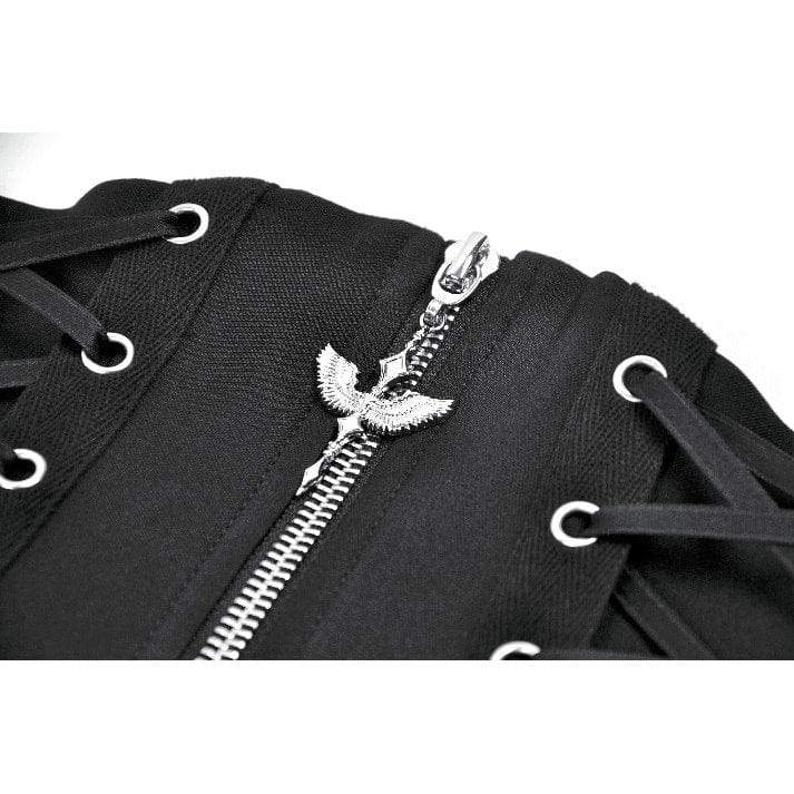 Darkinlove Women's Punk Eyelet Zip Balloon Shorts