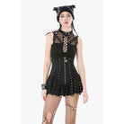 Darkinlove Women's Punk Eyelet Zip Balloon Shorts