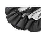 Darkinlove Women's Punk Faux Leather Straps Multilayered High/low Mesh Skirt