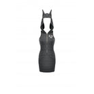 Darkinlove Women's Punk Front Zip Striped Dress with Hood