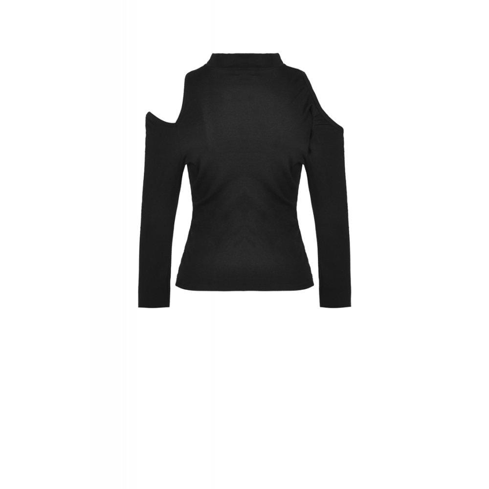 Darkinlove Women's Punk Halterneck Cutout Long Sleeved Top