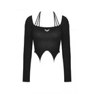 Darkinlove Women's Punk Halterneck Long Sleeved Crop Top