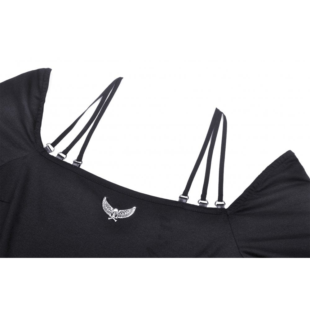 Darkinlove Women's Punk Halterneck Long Sleeved Crop Top