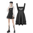 Darkinlove Women's Punk Heart Cutout Ruffled Slip Dress