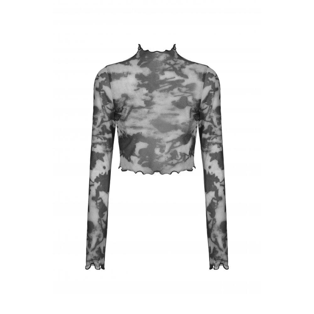 Darkinlove Women's Punk High-necked Tie-dyed Crop Top