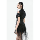 Darkinlove Women's Punk High-waisted Lacing-up High/low Mesh Skirt