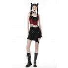 Darkinlove Women's Punk Irregular Buckle Pleated Bustier