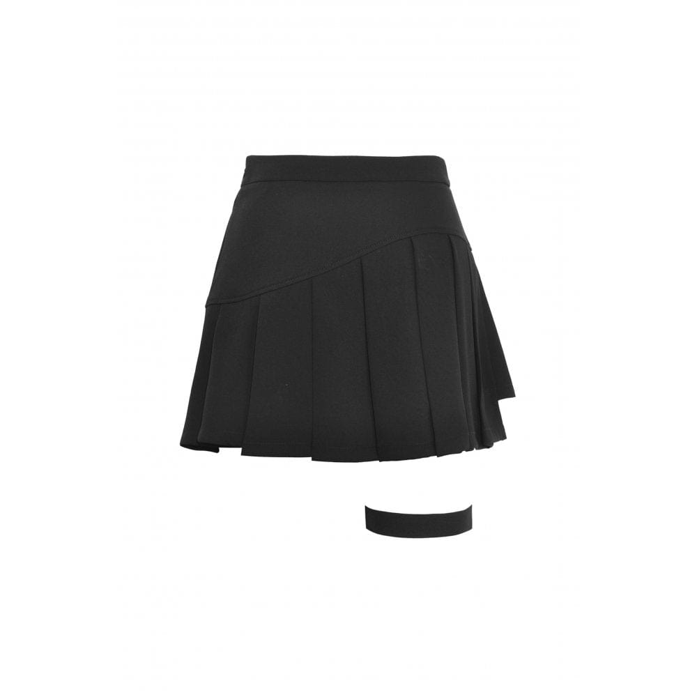 Darkinlove Women's Punk Irregular Buckle Pleated Skirt